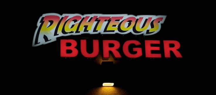 Righteous Burger Storefront Sign Night